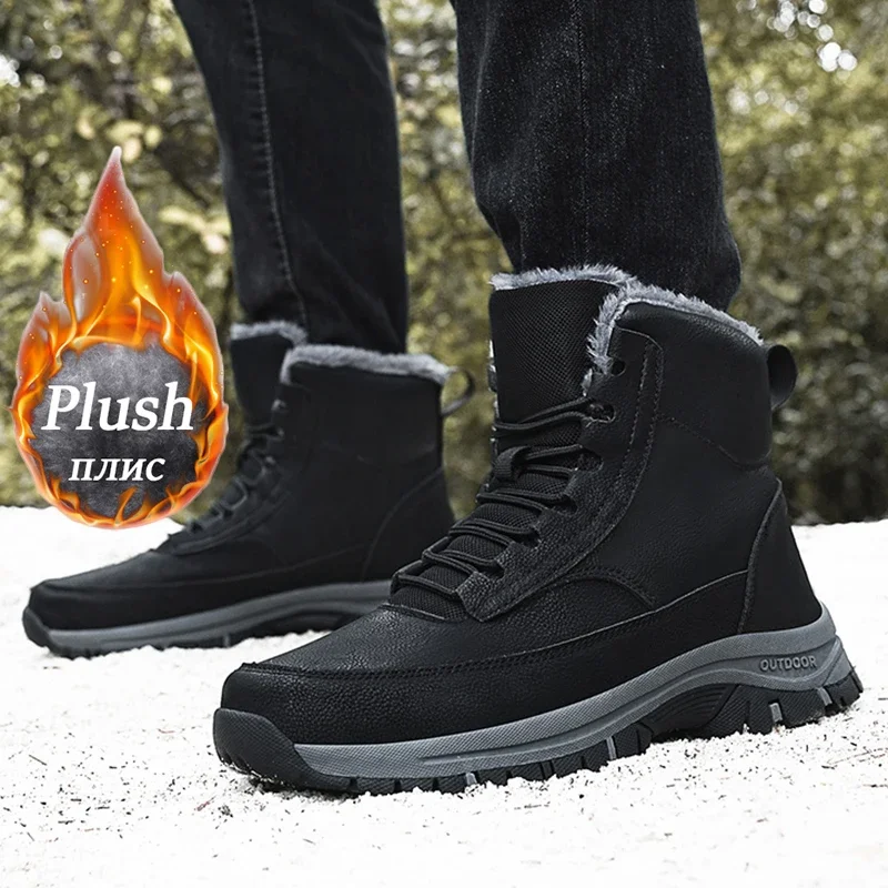 NeW Men Winter Snow Boots for Waterproof Leather Sneakers Super Warm Men's Boots Outdoor Male Hiking Boots Work Shoes Size 39-48 view 4