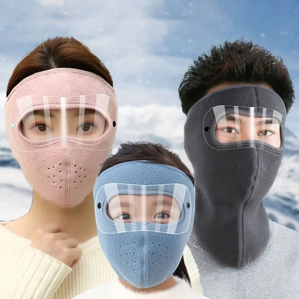 New Unisex Face Mask HD Goggles Antifog Breathable Mask Motorcycling Windproof Fleece Face Shield Caps Snowboarding