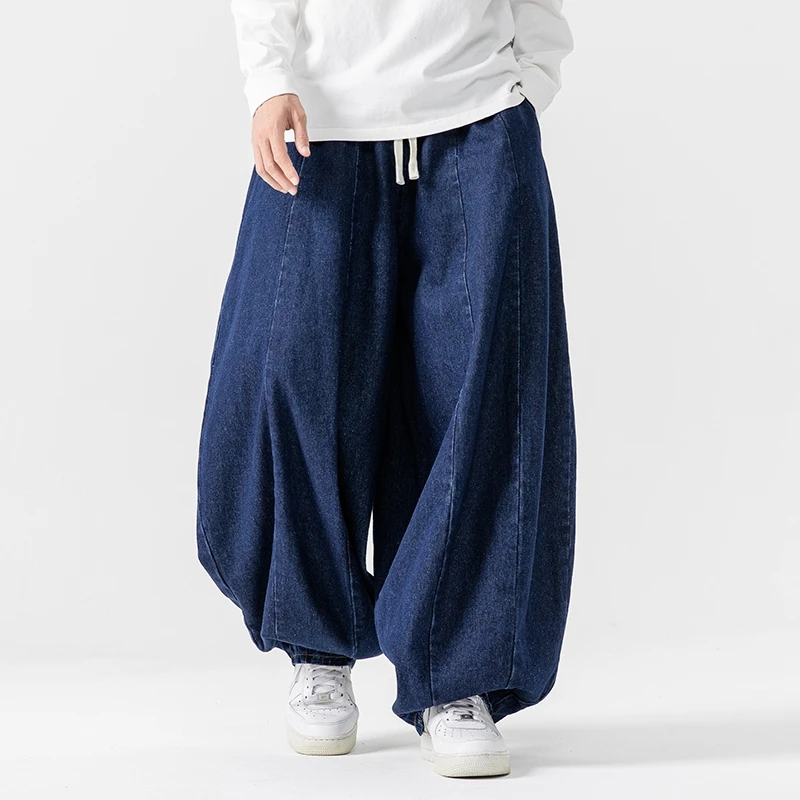 Harajuku Men Wide-leg Jeans Oversized Fashion Loose Cargo Jean Pants Male High Street Baggy Denim Trousers Hip Hop Streetwear