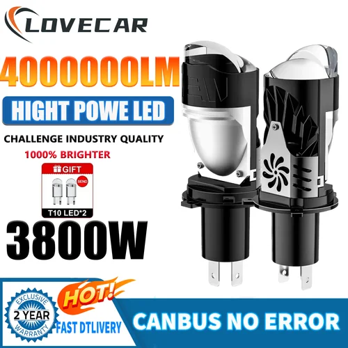 LOVECAR 3800W H4 Super brillante Bi LED Mini lente de proyector LED bombillas de faros de coche Plug and Play 6500K para faro LED antiniebla