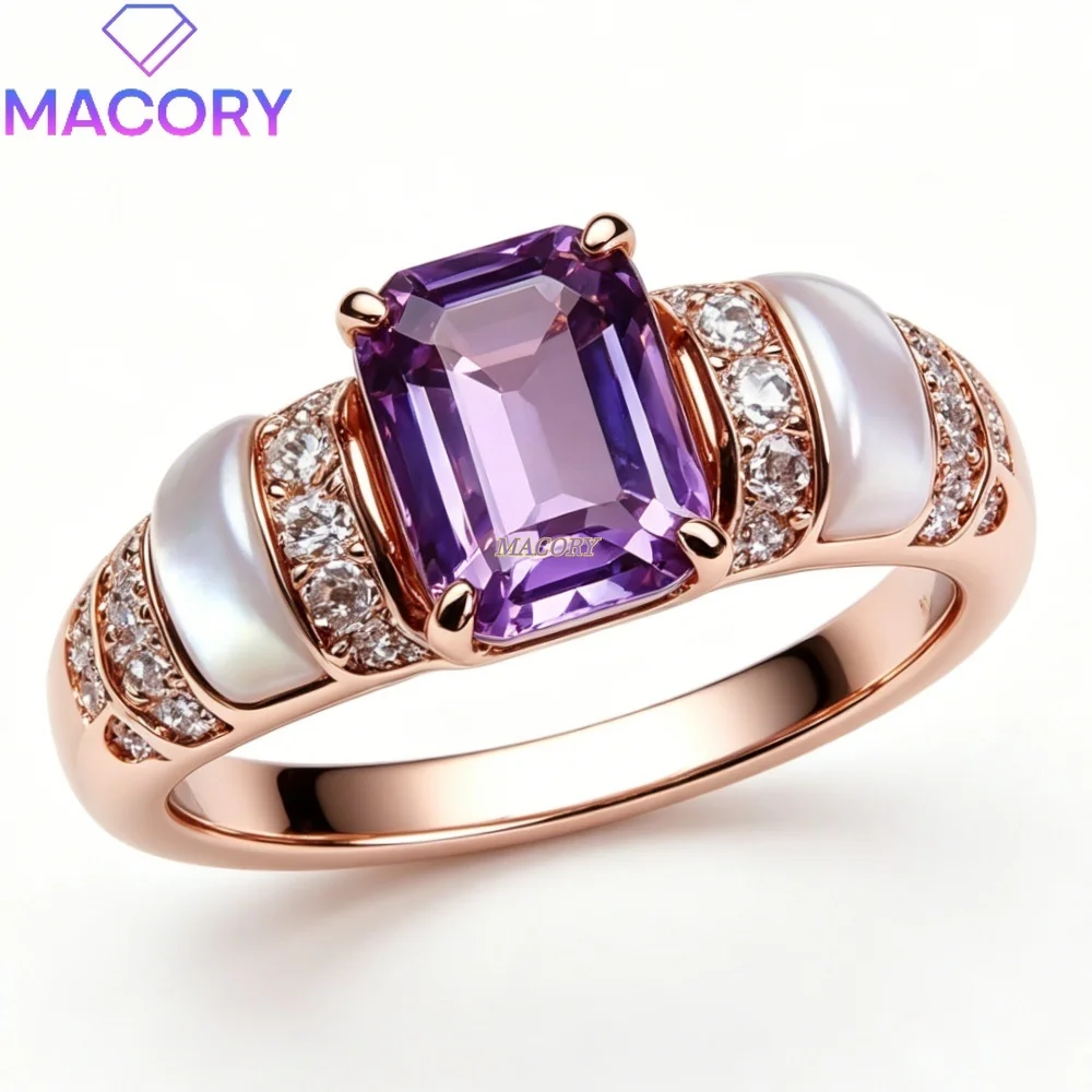 Natural Amethyst Ring S925 Sterling Silver Unique and Niche Design Simple and Fashionable Everyday Wear Valentine's Day Gift