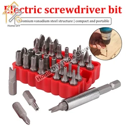 33 unids de Seguridad Bit Set con Extensión Bit Holder Estrella Manipulación Destornillador Bits Set Quick Release Bit Holder