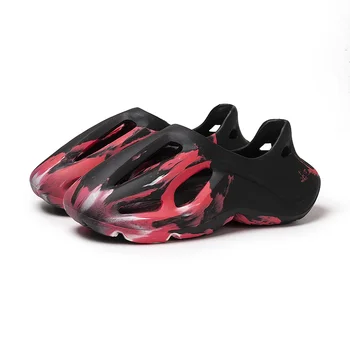 נעלי חוף קיץ לגברים ונשים עם חורים, נעלי חוץ אנטי סליפ עם צבעי קשירה מעוצבים, נעלי חורים אישיות 36-47