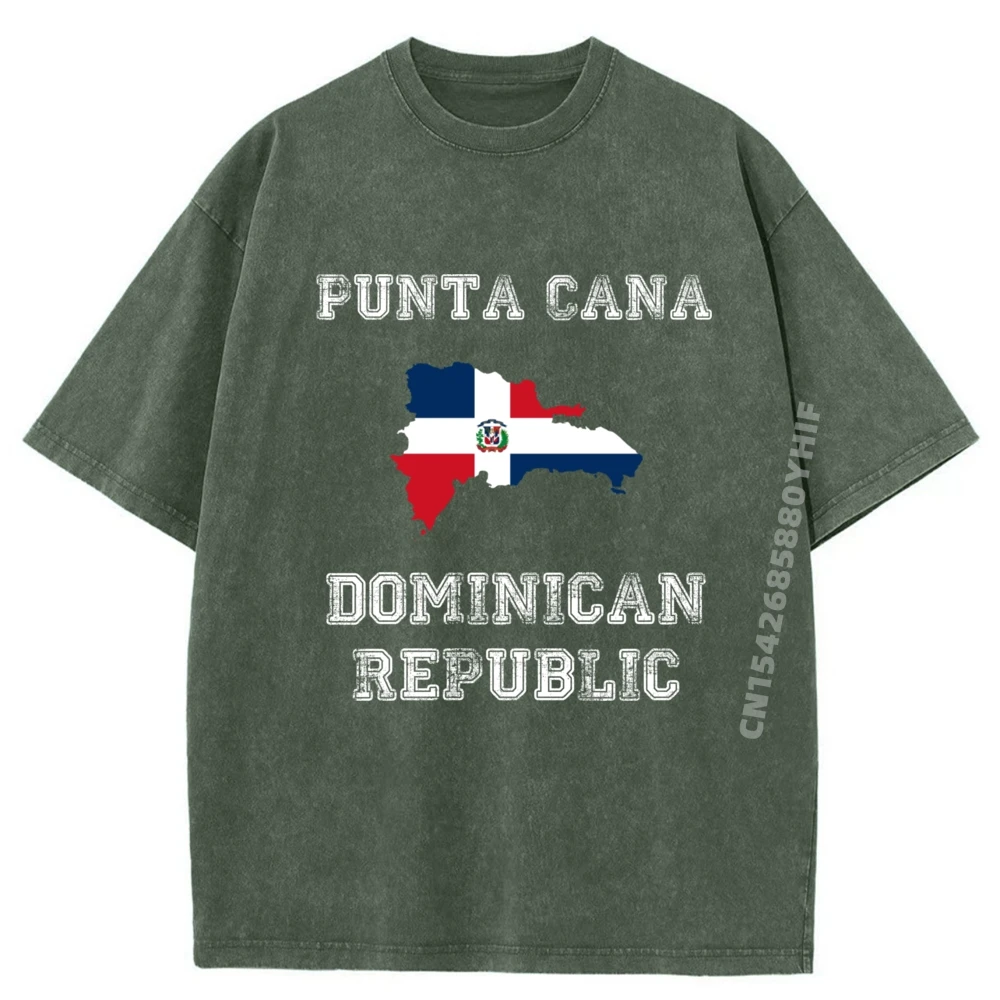 بونتا كانا جمهورية الدومينيكان تصميم العلم الجرافيك قمصان الرجال رخيصة الرجعية غسلها تي شيرت المتضخم المطبوعة القمم