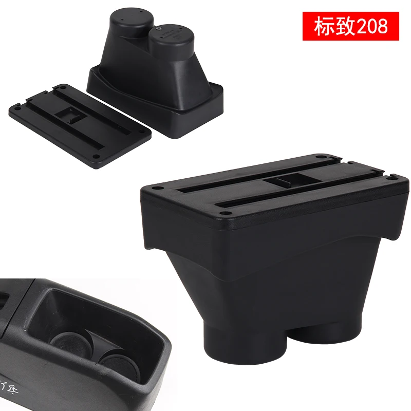 New Storage Box for Peugeot 208 car dedicated central armrest box modification accessories overseas USB Charging