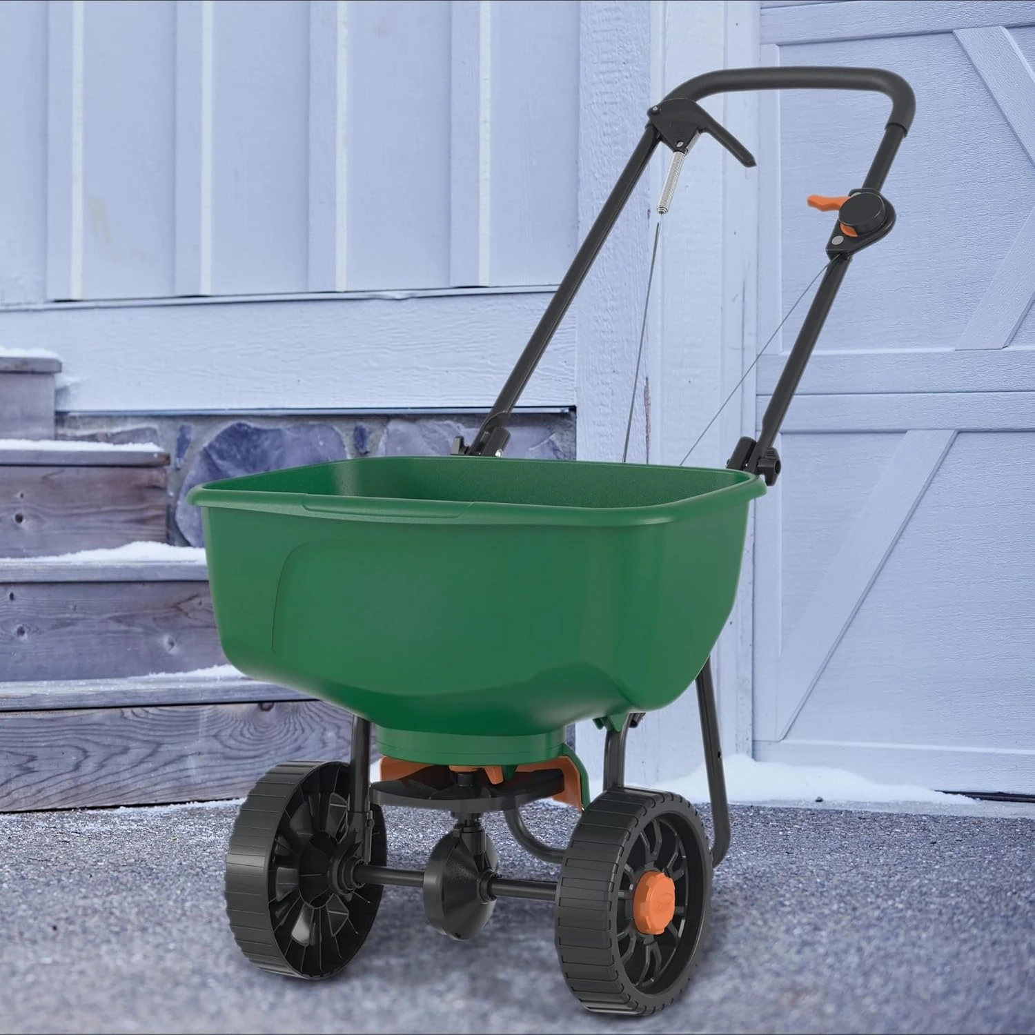 

DLX Broadcast Spreader for Seed, Fertilizer, Salt, Ice Melt, Holds up to 15,000 sq.ft. Product