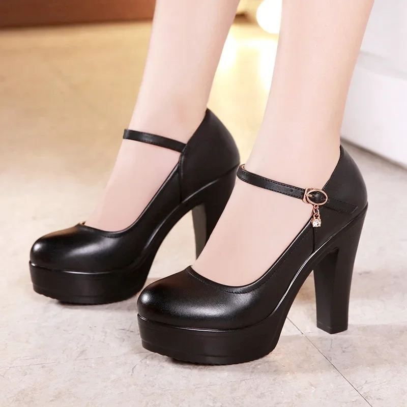 8 10 12cm Small Size 32-43 Shallow Thick Bottom Platform Pumps Women 2024 Block High Heels Shoes for Office Model Wedding Dress