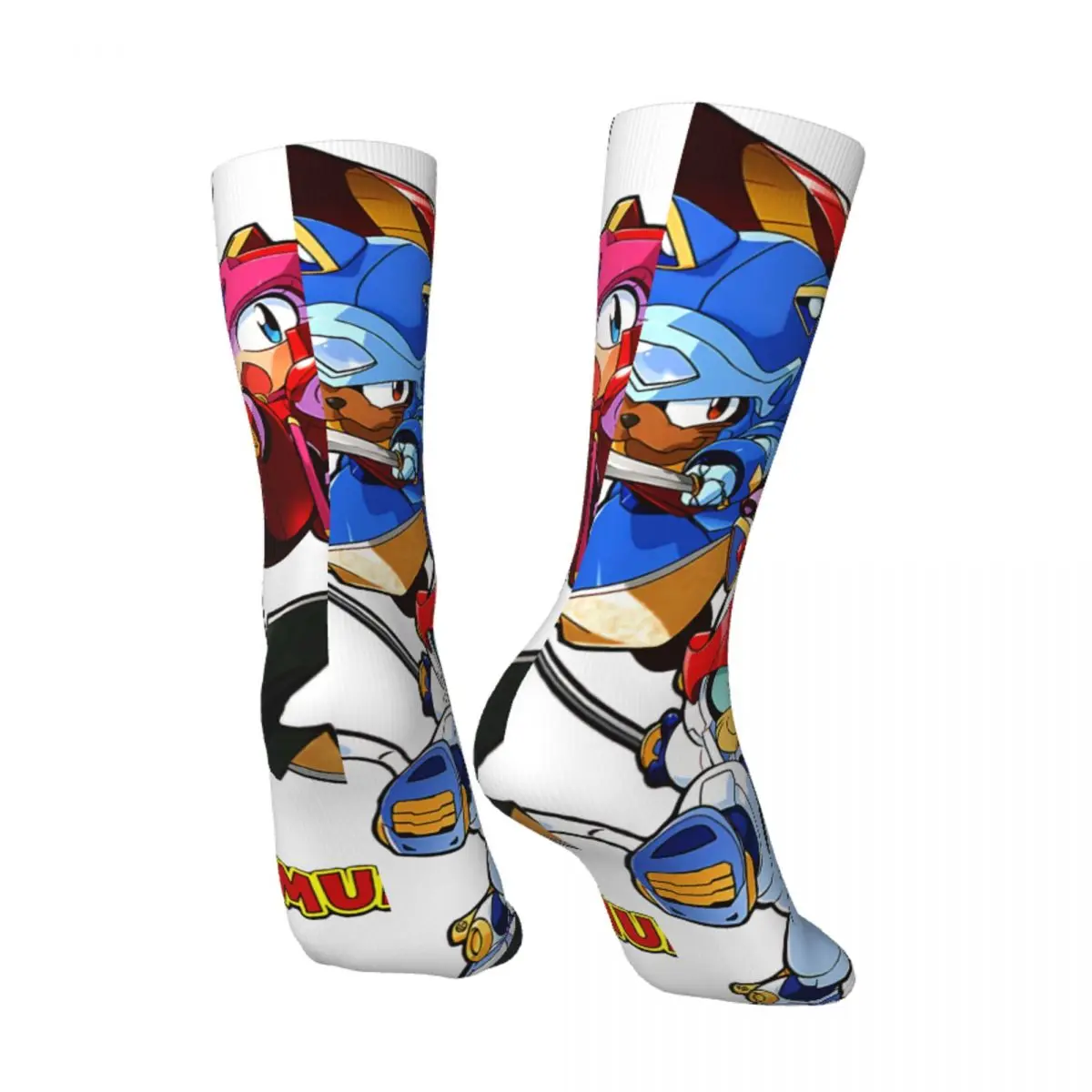 Happy Funny Men's Socks Retro Illustration Classic Retro Harajuku Samurai Pizza Cats TV Hip Hop Casual Crew Sock Gift Printed