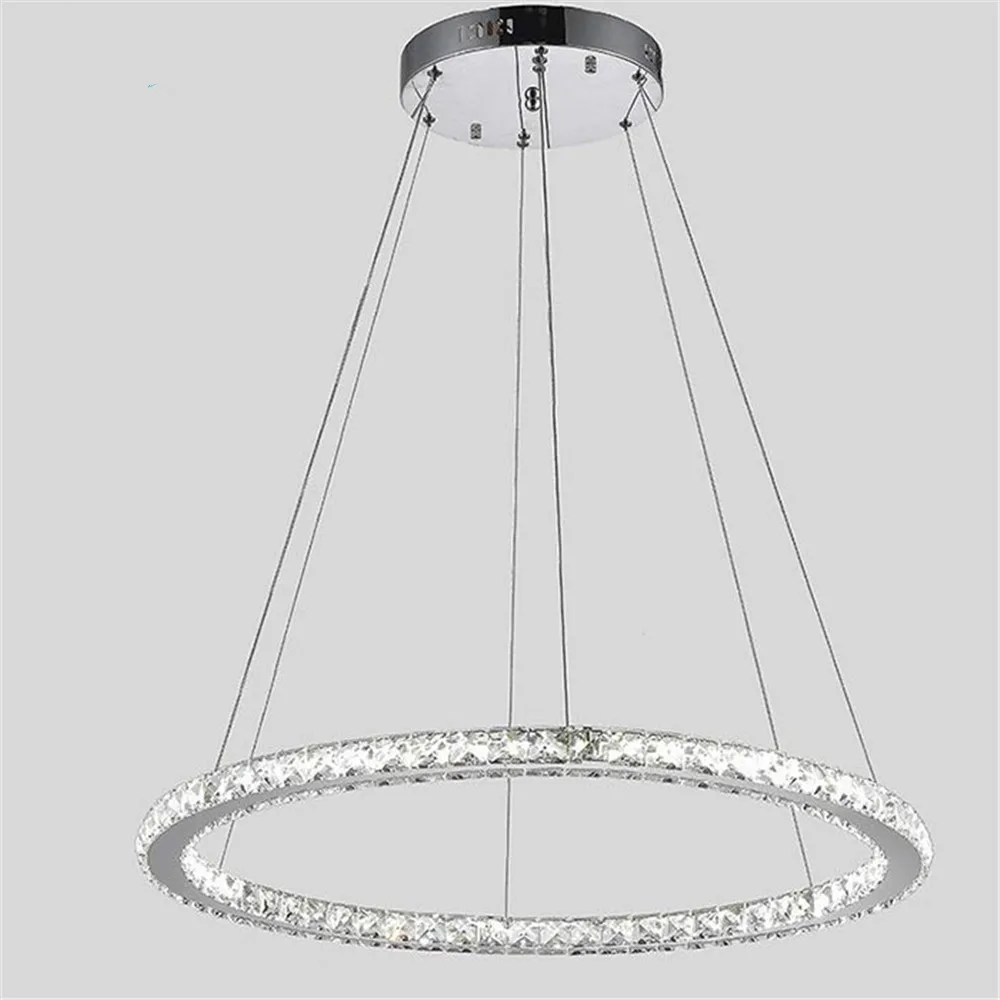 Modern D60cm D70cm D80cm LED ring chandelier 30W 36W 42W led crystal lustres Chrome ceiling chandelire lighting luminaire