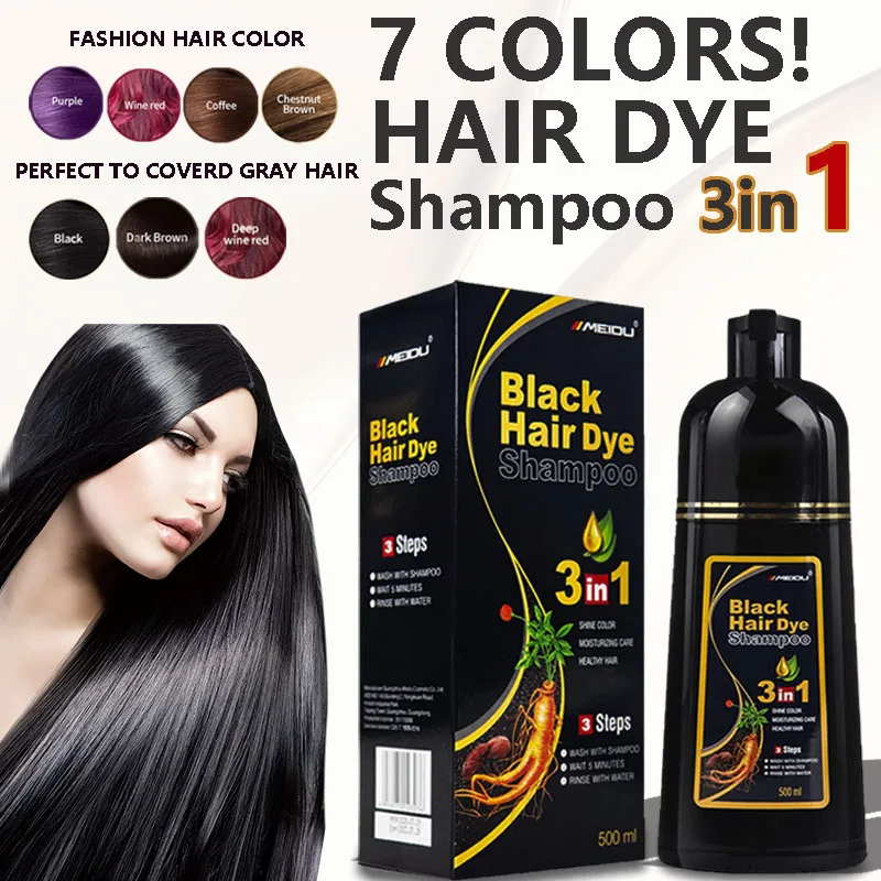 

100 мл/500 мл 3-в-1 шампунь-краска для волос натуральный Polygonum Multiflorum Fast Gary To Black растительная эссенция раскраска для женщин и мужчин