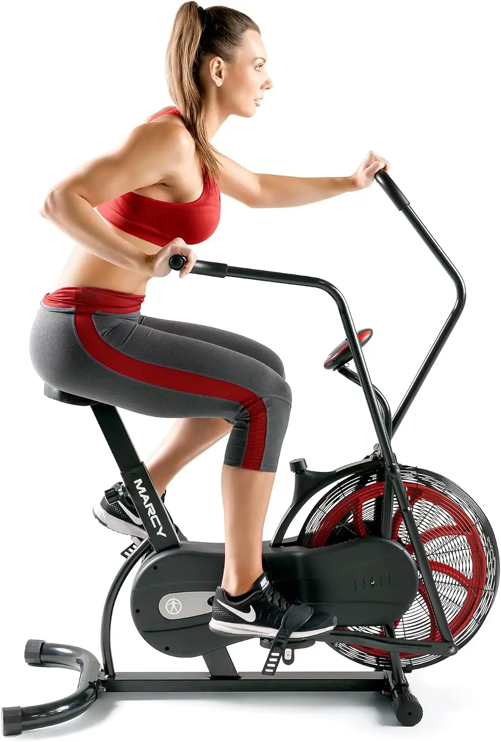 Exercise Fan Bike with Air Resistance and Dual-Action Handlebars