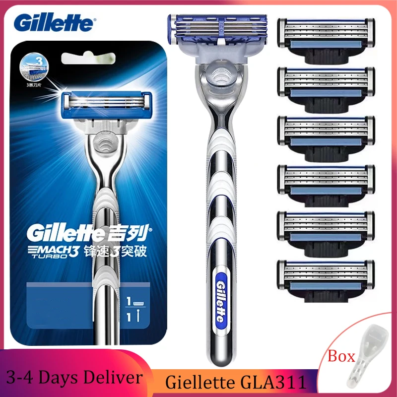 Men Gillette Razor Mach3 Nano-grade 3-layer Blades Non-slip handle Quick Change Shaving Heads Men\'s Manual Shaver Blades Set