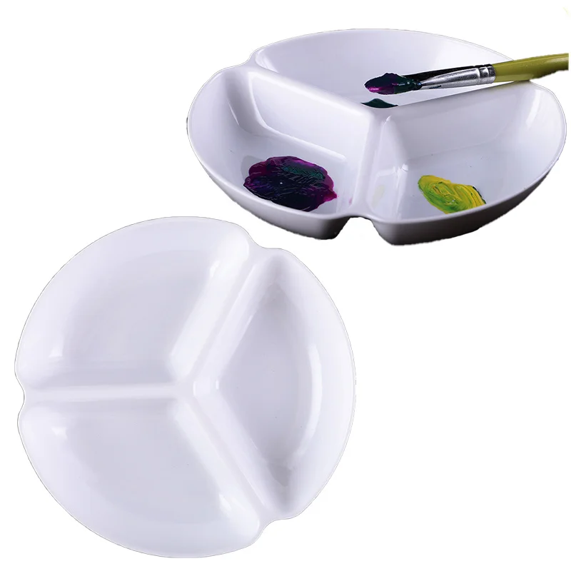 3 Well Round Imitation Porcelain Palette Resists Falling Not Easy To Damage for Gouache Watercolor Acrylic Painting Calligraphy