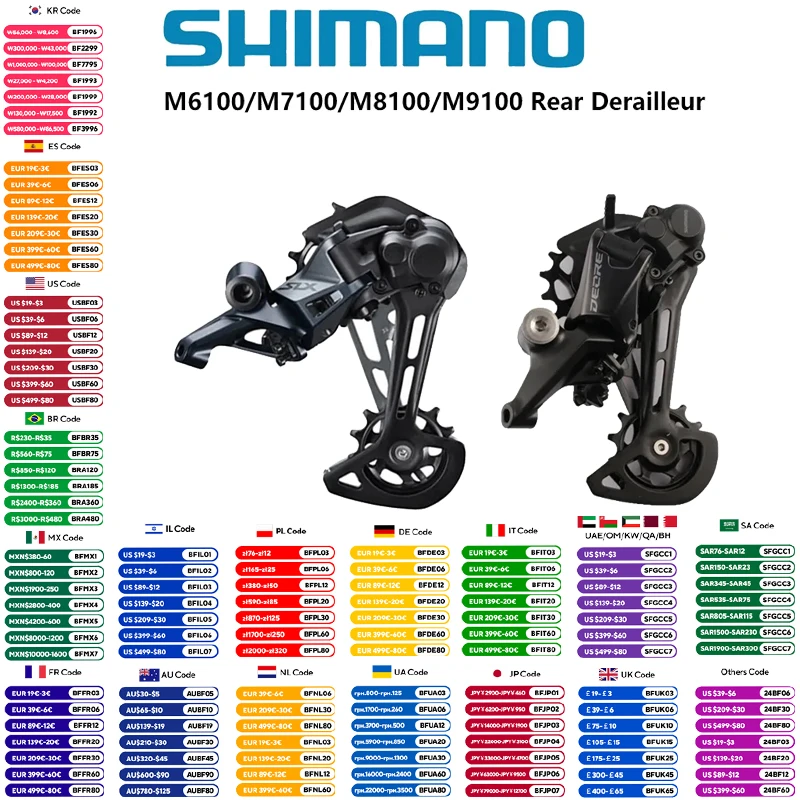 SHIMANO DEORE SLX XT RD XTR M6100 M7100 M7120 M8100 M8120 M9100 12S SGS Rear Derailleurs MTB Derailleurs 12-Speed Mountain Bike