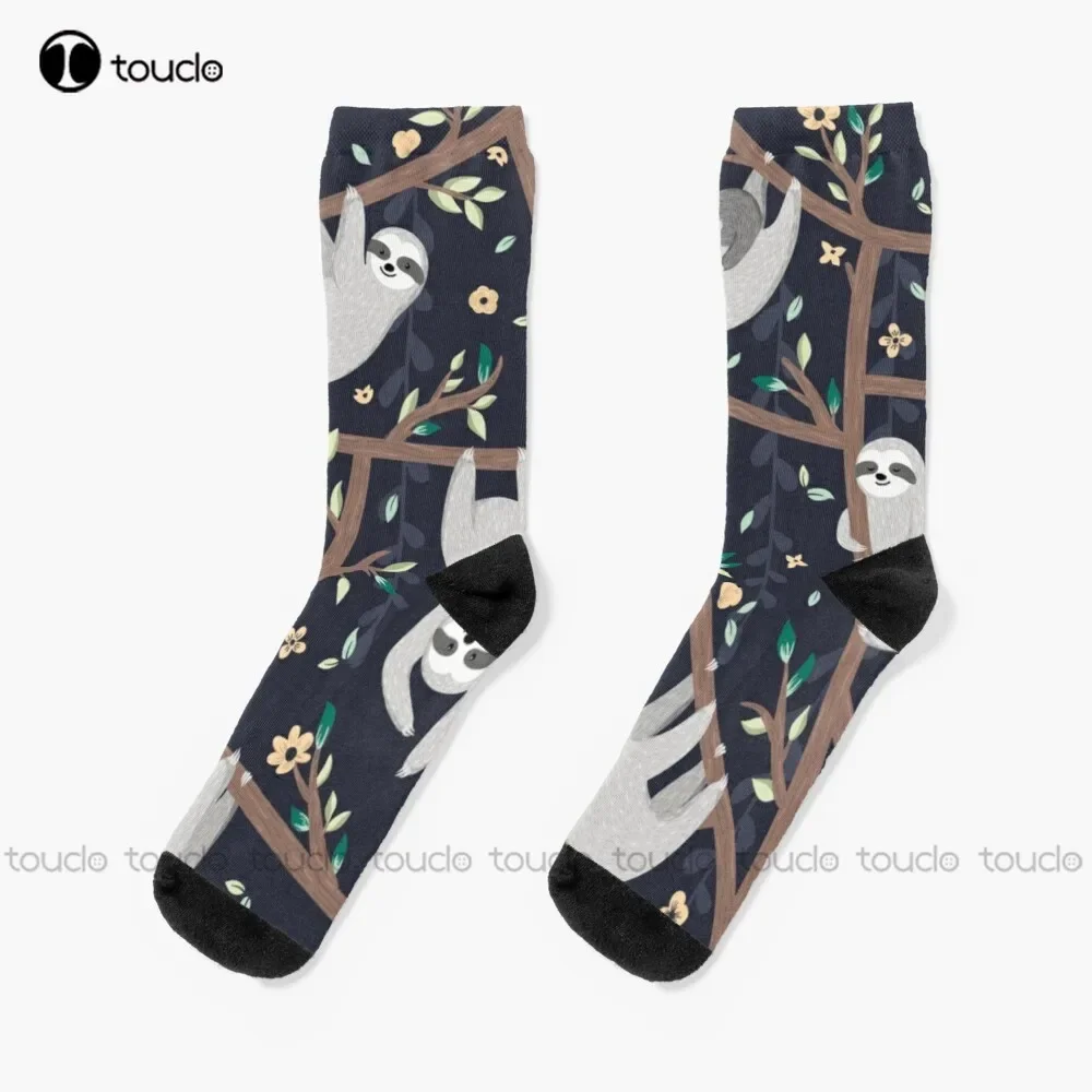 Cute Sloths Socks Slouch Socks Personalized Custom Unisex Adult Teen Youth Socks 360° Digital Print Halloween Christmas Gift
