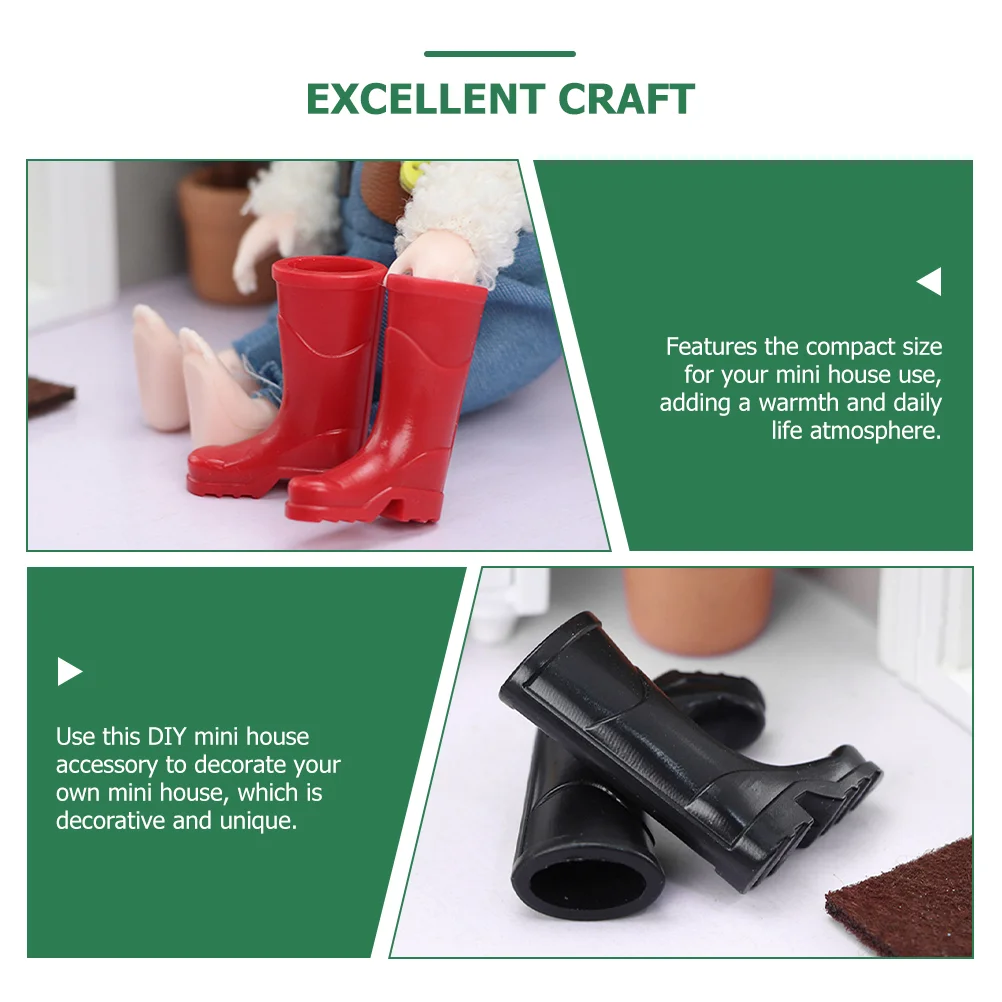 Bottes de simulation pour la décoration de la maison, accessoires de maison, jouets miniatures, petits modèles, chaussures en plastique, maison de course, pluie, britannique, 6 paires