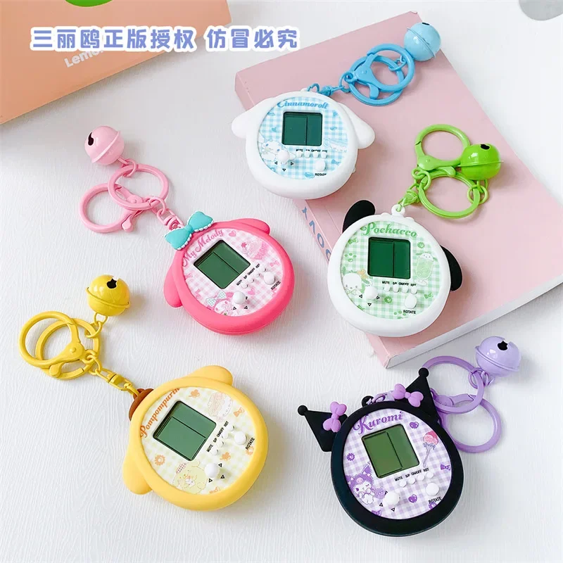 Sanrio kawaii jogo console chaveiro minha melodia kuromi pochacco cinnamoroll dos desenhos animados bonito saco chave pingente corrente ornamento crianças presente