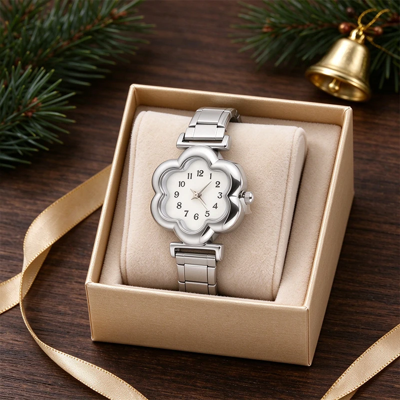 Y2K DIY 9MM Width Elastic Charm High-Quality Stainless Steel Flower Square Round Watch Shiny Bracelet Bangle For Christmas Gift