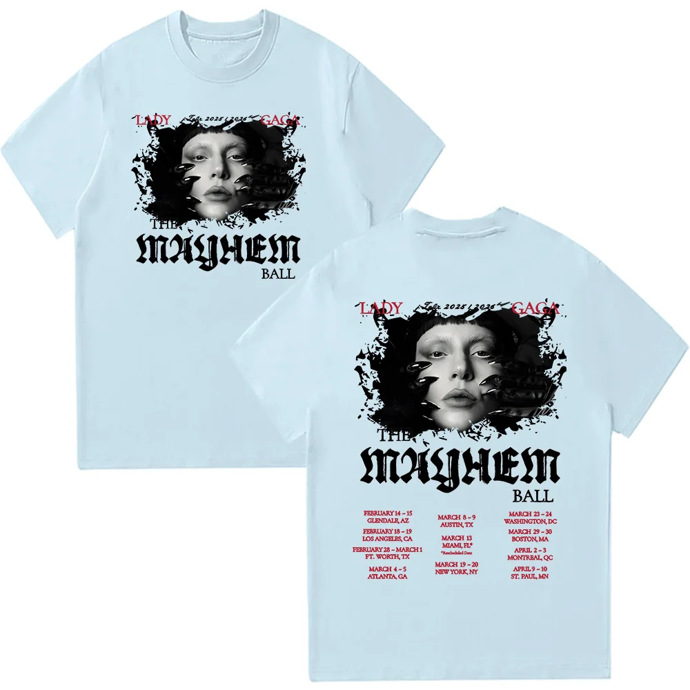 Lady gaga the mayhem ball camisetas femininas o-pescoço manga