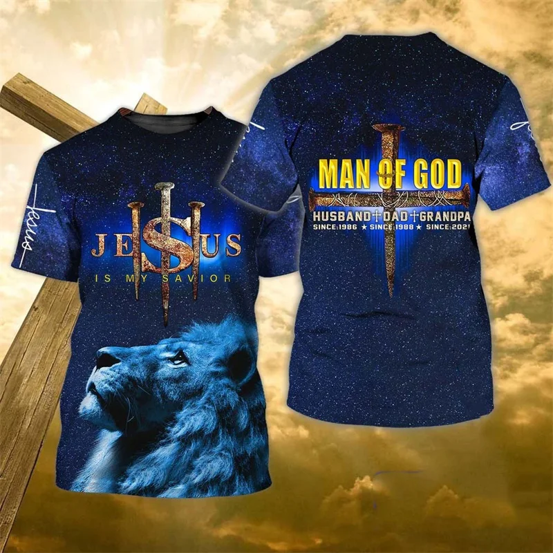 

New Summer 3D God Jesus Printing T Shirt Christianity Belief Graphic Short Sleeves For Men Kid Fashion Tee Unisex Harajuyku Tops