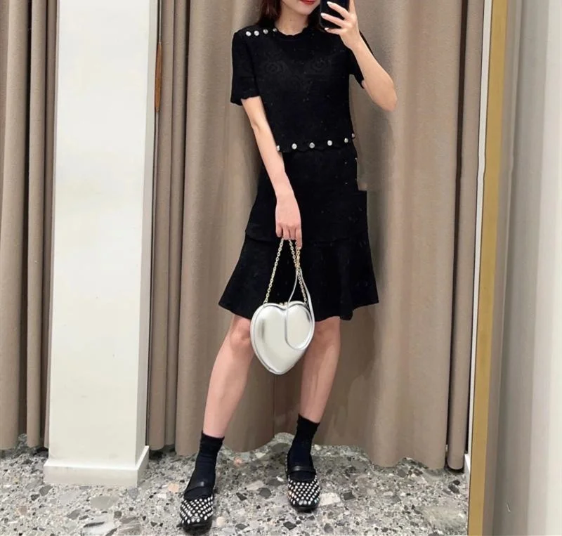 Versione di fascia alta Europeo Sle M Home Superior Bla Lavorato a maglia ort Dr Vita increscante ricamata Faion Dr da donna