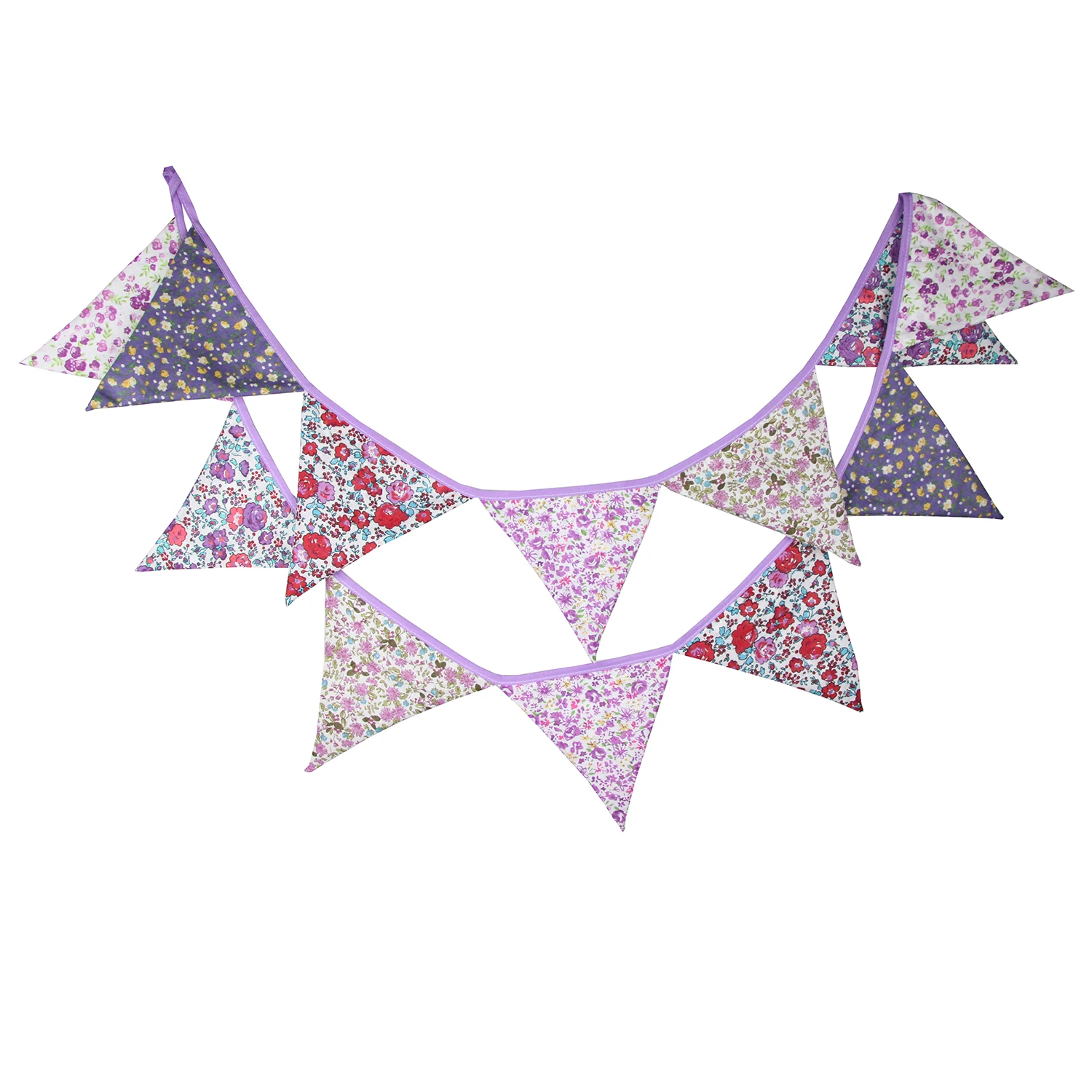 Clearance 3.2M Vintage Floral Fabric Bunting 12 Pennant Flags Birthday Wedding Party Decor Banner Baby Shower Carnival Garland
