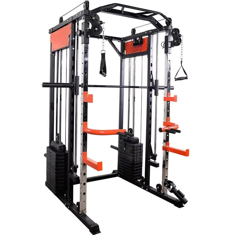 Equipo de Gimnasio Multifuncional en Oferta, Máquina de Ejercicios, Jaula de Potencia, Soporte para Sentadillas J009S, Máquina Smith