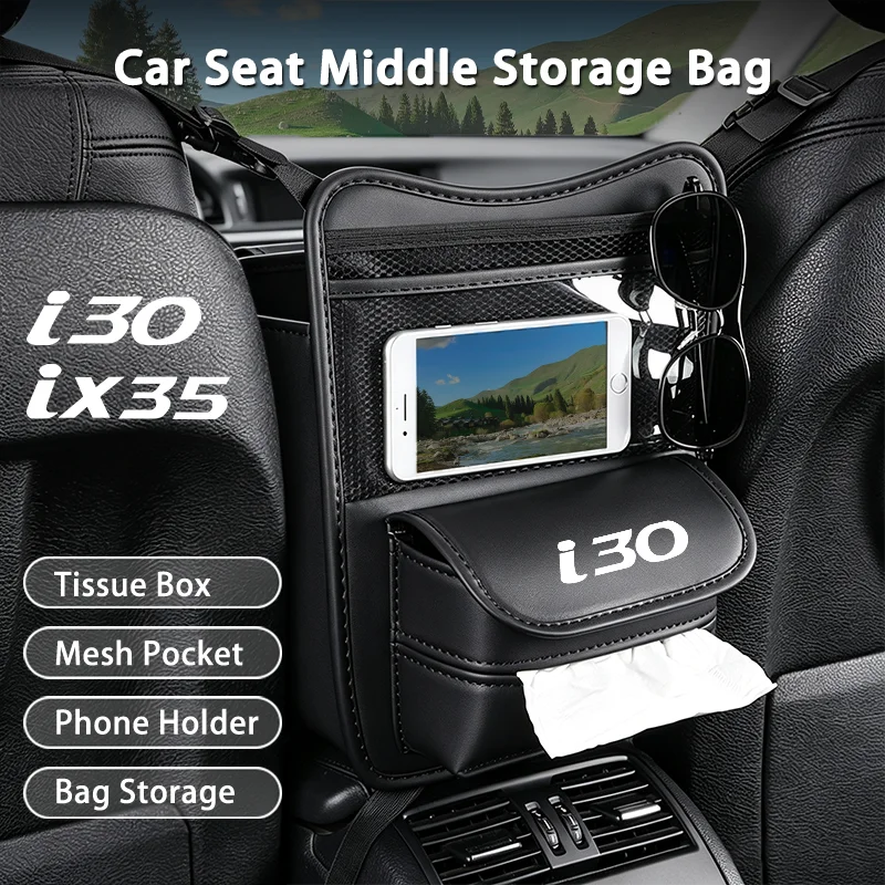 Car Seat Middle Hanger Storage Bag Handbag Holder Between Seats Headrest Hanging Organizer Pockets for Hyundai I30 N Line Ix35