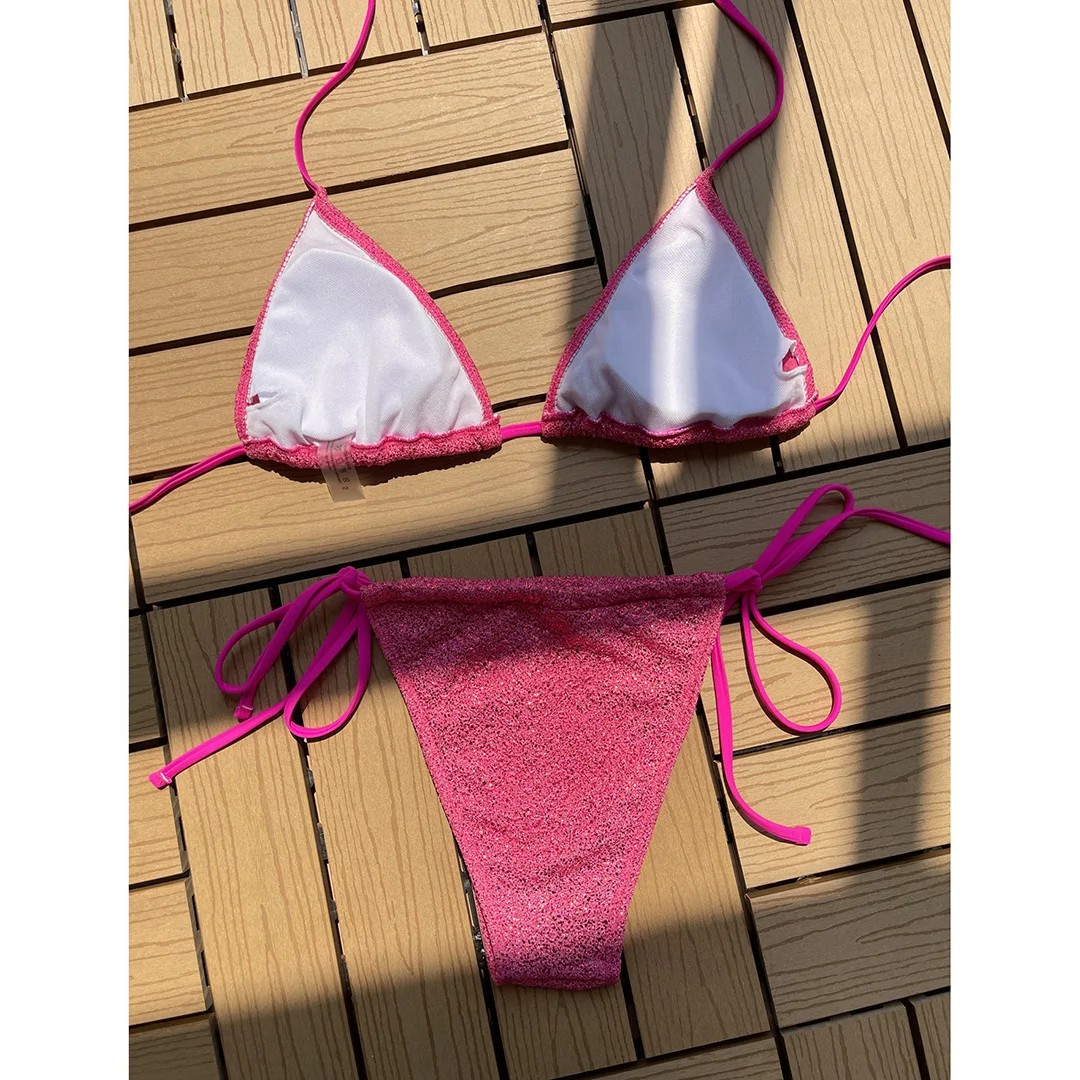 Glitzernder, funkelnder, umlaufender Mini-Bikini, Damen-Badebekleidung, zweiteiliger Bikini-Set, Badeanzug, Badebekleidung, Schwimmbekleidung V3759 – Detail 21