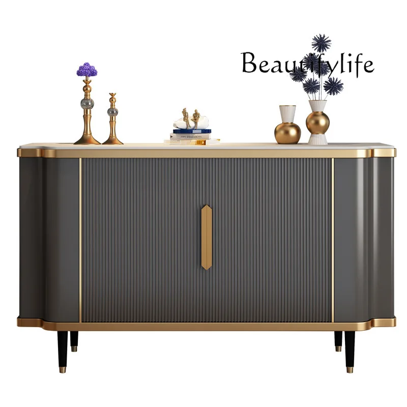 

Simple and modern entrance door facing the entrance cabinet solid wood high-end semi-curved foyer platform