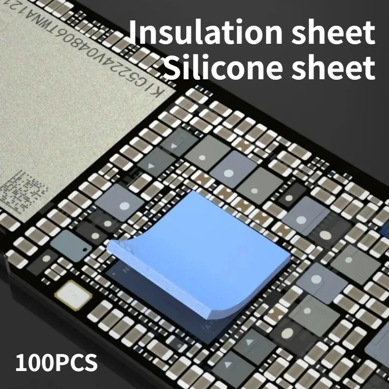

100 шт., термоизолирующий силиконовый лист, предварительно вырезанный коврик для процессора, IC, графического процессора, инструмент для ремонта электроники