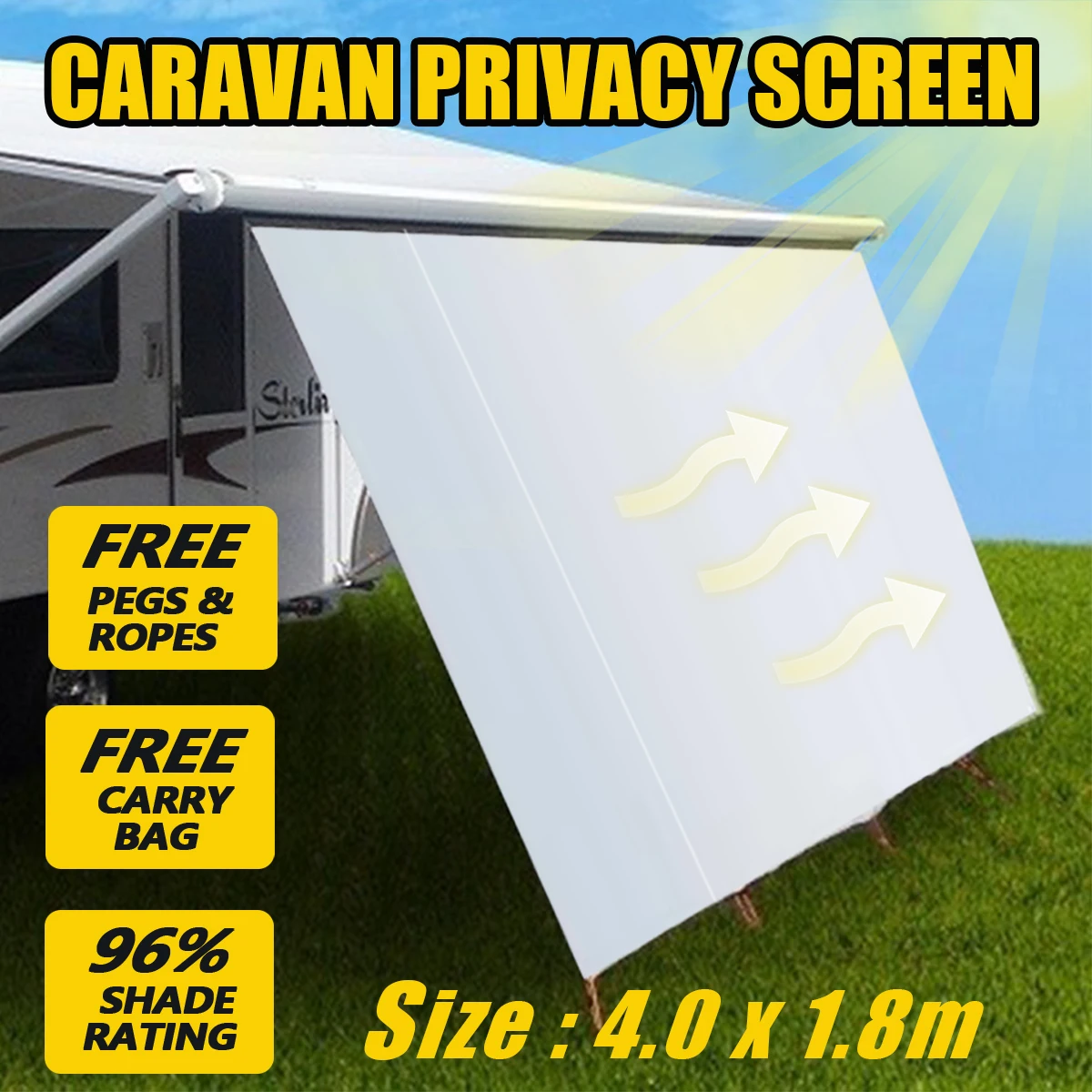 

4x1.8M Caravan Privacy Screen Car Side Awning Rooftop Tent Sun Shelter Shade SUV Camping Canopy Outdoor Tents Accessories Kit