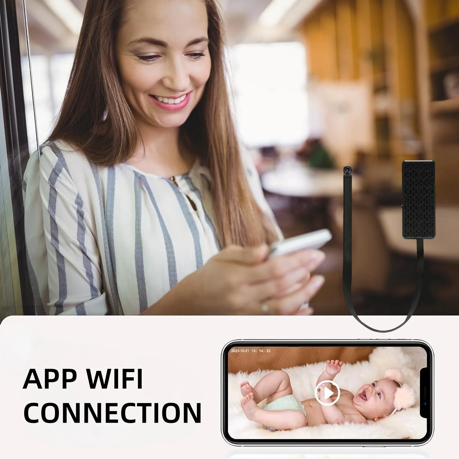 HD Mini Camera DIY Camera WiFi Connection with Battery Motion Detection Remote Viewing Video and Audio Recording for Home Office