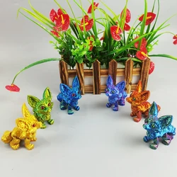 3D Printed Fox Model Stretchable Joint Mobility Cute Simulation Animal Office Desktop Ornament Home Decor Funny Toy For Kids