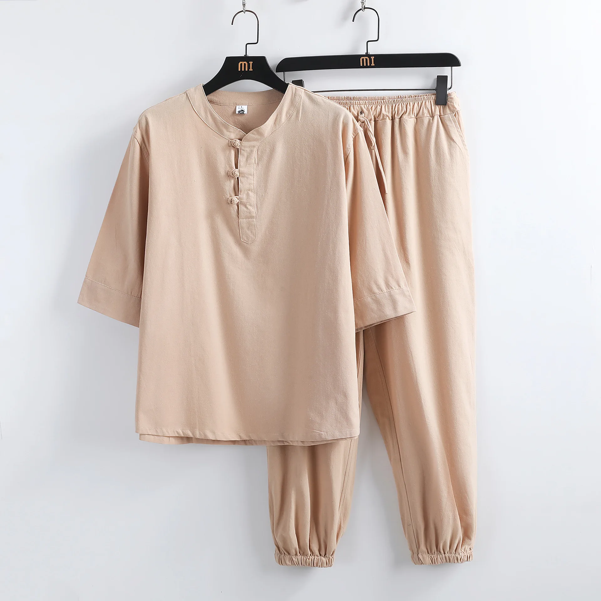 2024 Summer Men Retro Chinese Style Shirts +Pants Kung Fu Uniform Fashion Casual T-Shirt Trousers Male Tang Suit Men Sets
