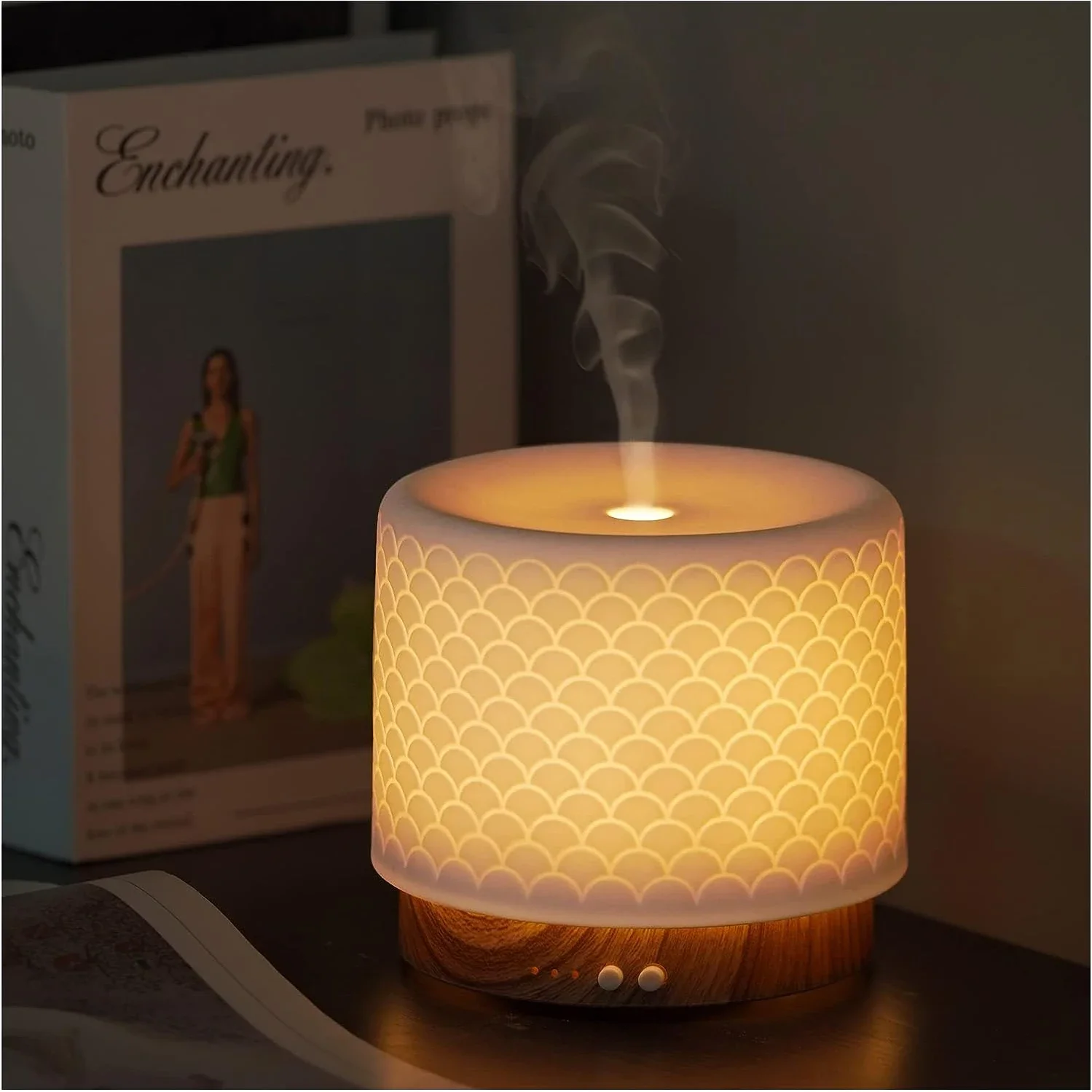 280ml Essential Oil Diffusers For Home Room Aromatherapy Diffuser Mode-4 Timers 3 Modes Lights Auto-Off Ceramic Air Humidifier