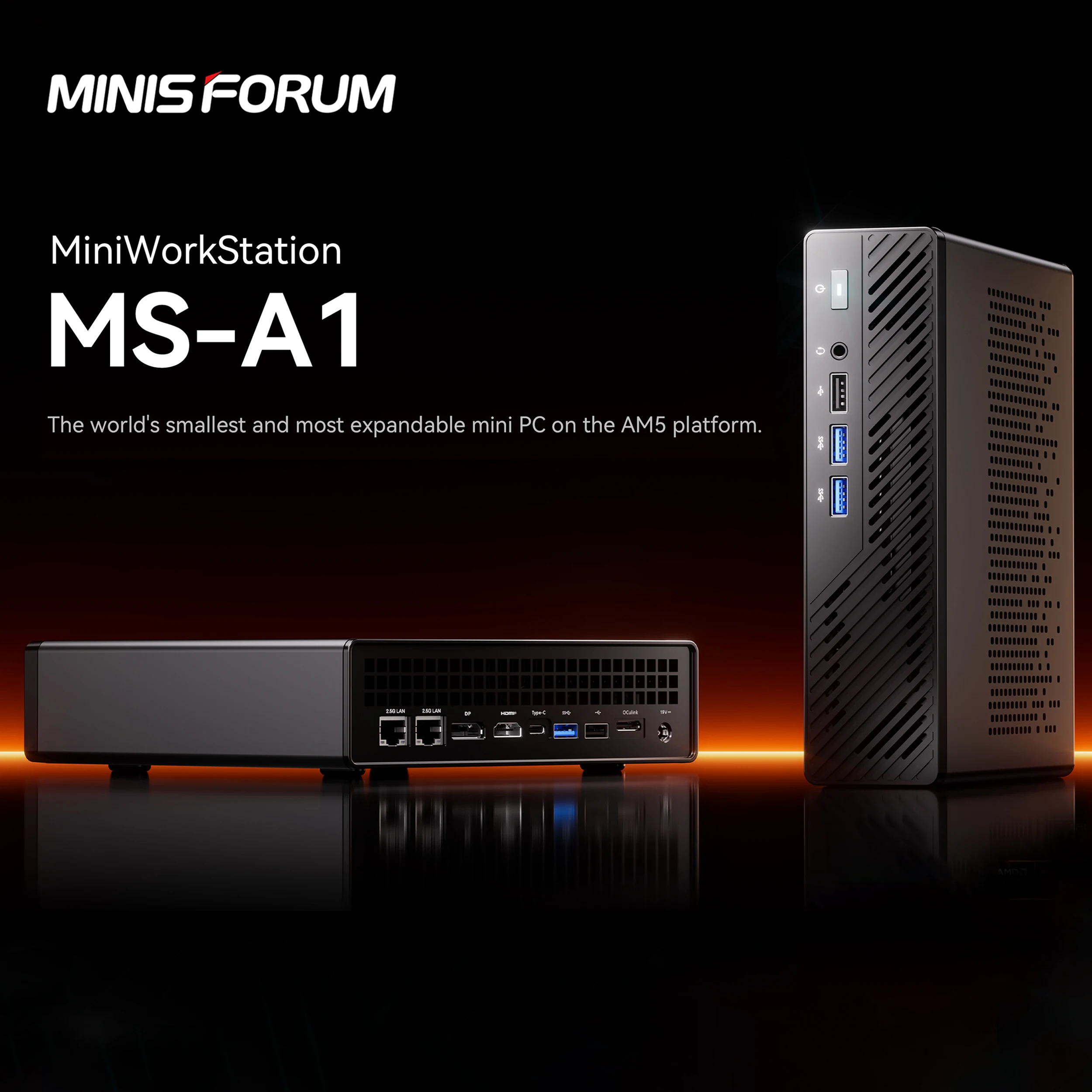 MINISFORUM MS-A1 Mini PC Barebones AMD AM5 Socket USB4.0 No CPU/RAM/SSD/OS OCulink Tri-Display Gaming Mini Desktop Computer