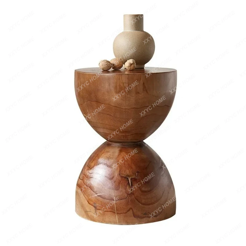 

Llog pier funnel-shaped retro stump ornament round wooden coffee table