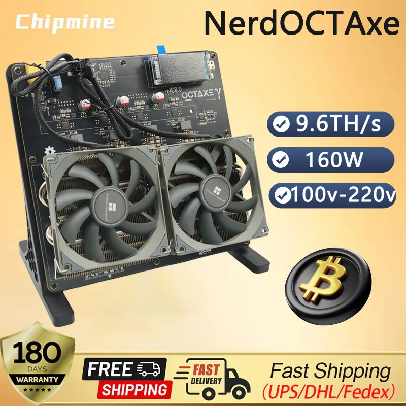 

2025 New Bitaxe NerdOCTAxe Air Cooling 9.6Th/s 160W Miner NerdOctaxe Home Mini Bitcoin BCH Dual Fans Mining Machine