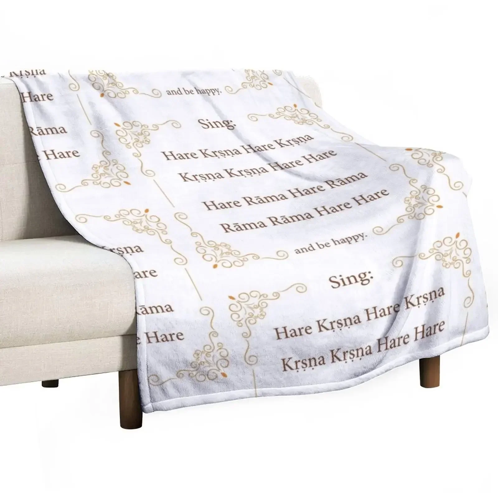 Hare Krishna Movement Mantra Throw Blanket Bed Bed linens valentine gift ideas Blankets