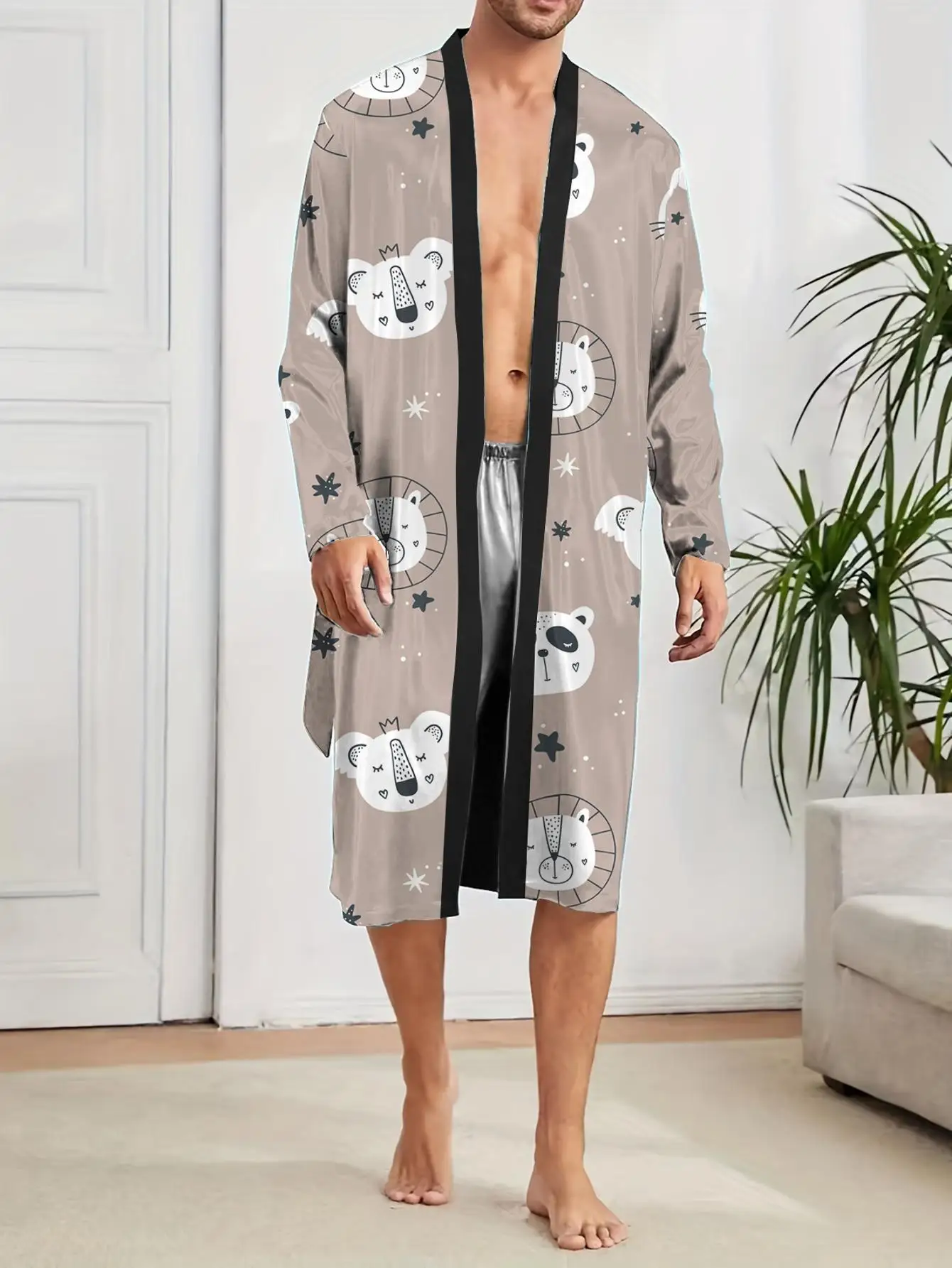 1pcs Men's Robes 2026 Spring/Summer robe Bathrobe men Men's bathrobe sleepwear Graphic 3D Printed Robe man Breathable