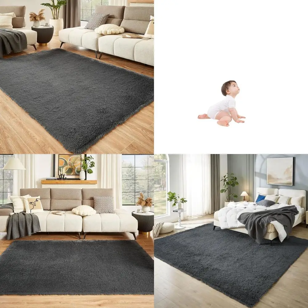 

8x10 Rugs for Bedroom, Dark Grey, Large Area Rug for Living Room, Soft Fluffy Shag Carpet