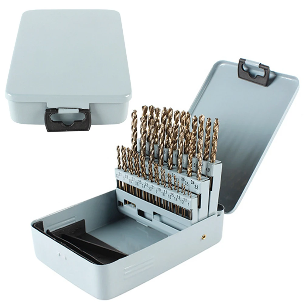 51Pcs Drill Bit Set Cobalt Jobber Twist Drill Bit Set with Index Storage Case Multiple Sizes for Hardened Metal Stainless Steel