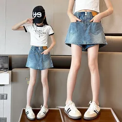 Girls Denim Shorts Summer 2024 New Teen Children's Pants Kids Thin Skirt Korean Version Girls wear Pantskirt