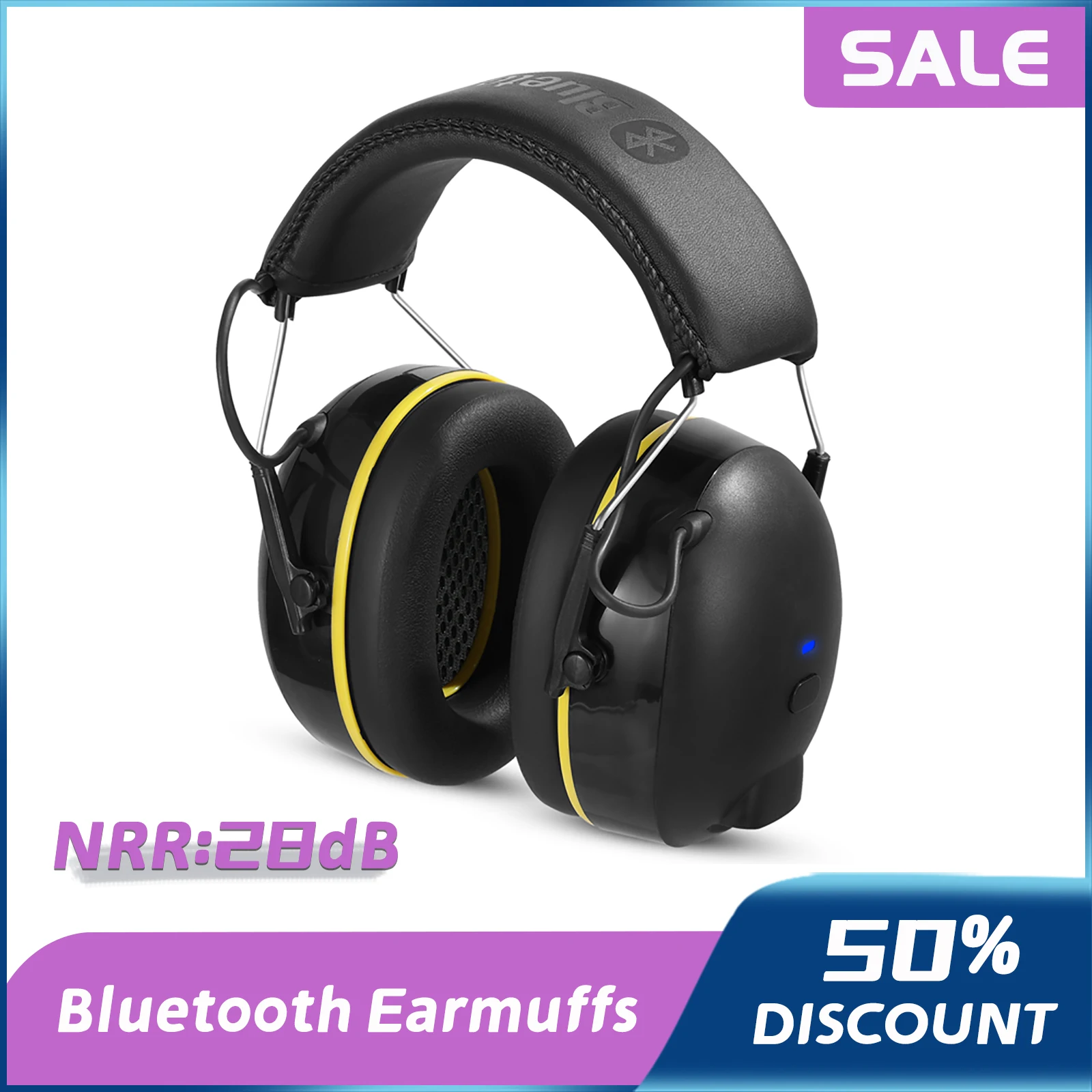 

Shooting Earmuff Connect Hearing Protector with Bluetooth Technology 28dB NRR Ear protection for Mowing Construction Work Shops