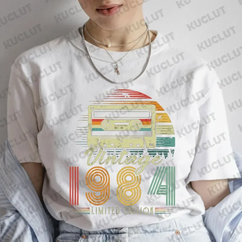 1984 Vintage Shirt for Women 39th Birthday Party T-shirts Clothing Short Sleeve Tee Shirt 1984 Retro Cassette Shirt Clothes