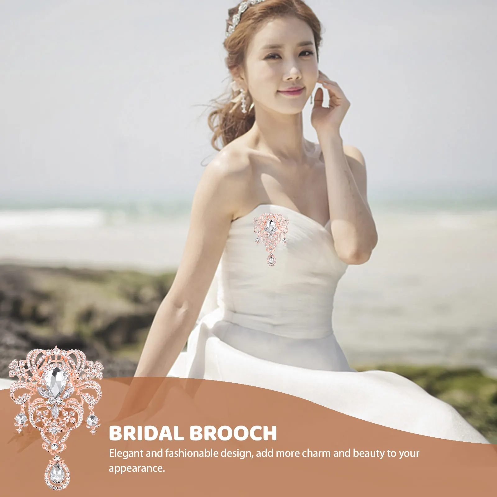 

2pcs Rhinestone Brooch Pin Elegant Women Accessories Wedding Decor Delicate Clothes Decoration Bridal Fashion Jewelry