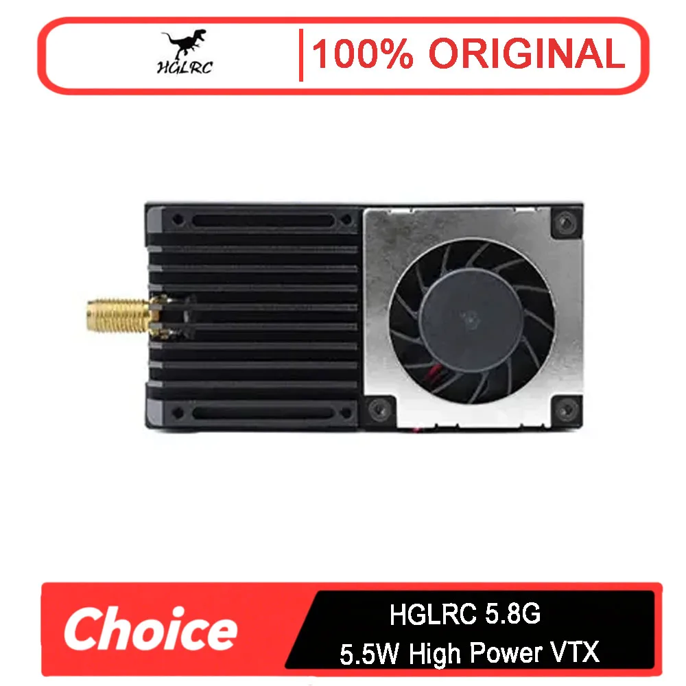 

HGLRC 5.8G 5.5W High-Power VTX - Adjustable Power, OSD & Cooling Sink Video Transmitter for FPV Freestyle & Long-Range Drones