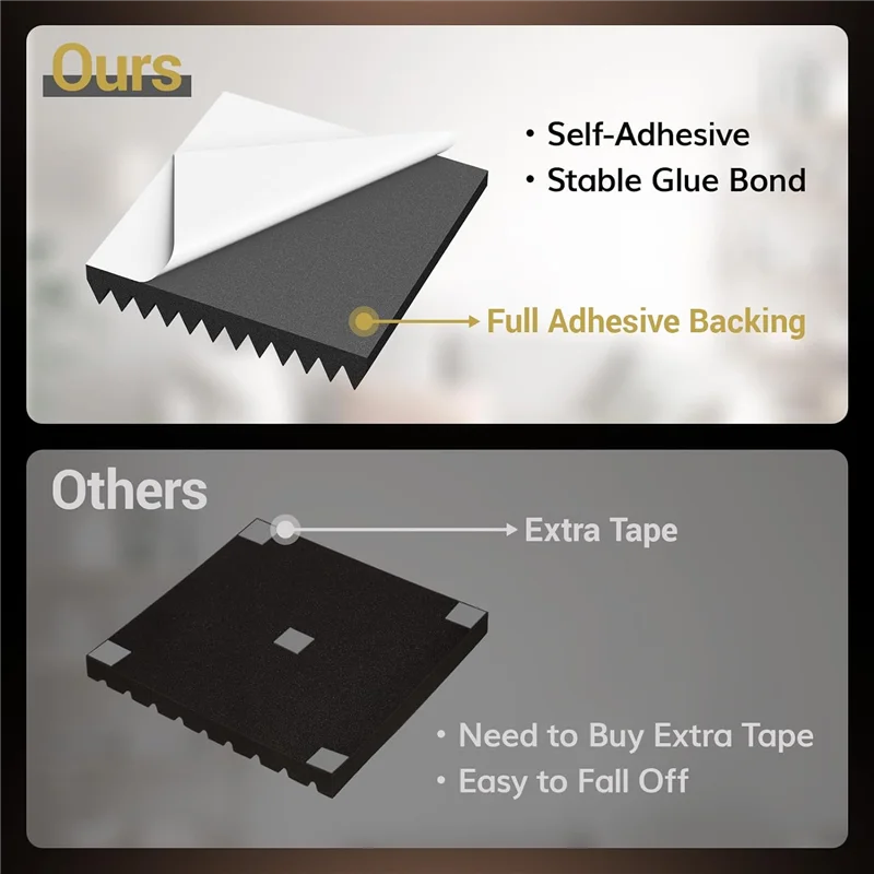 24 упаковки самоклеящихся панелей из акустического пенопласта 2x12x12 дюймов, звуковые панели с изображением пирамиды для дома и студии, прочные