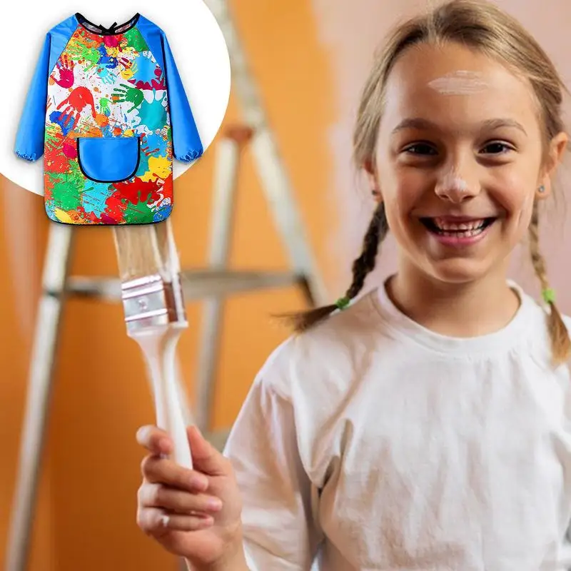 Delantales de arte para niños, delantal de pintura impermeable de manga larga para niños, bata artística para niños con sentido artístico para